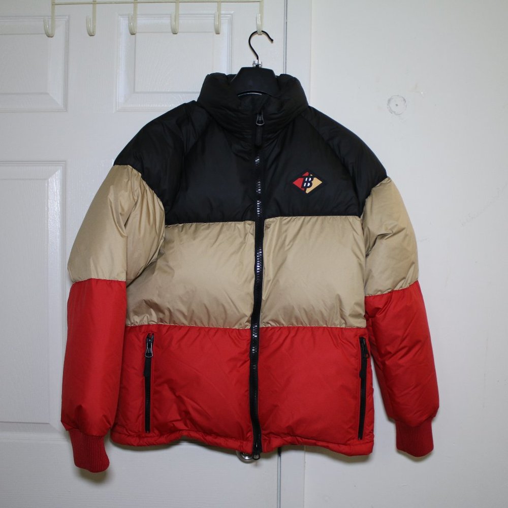 Burberry Logo Graphic Striped Puffer Jacket